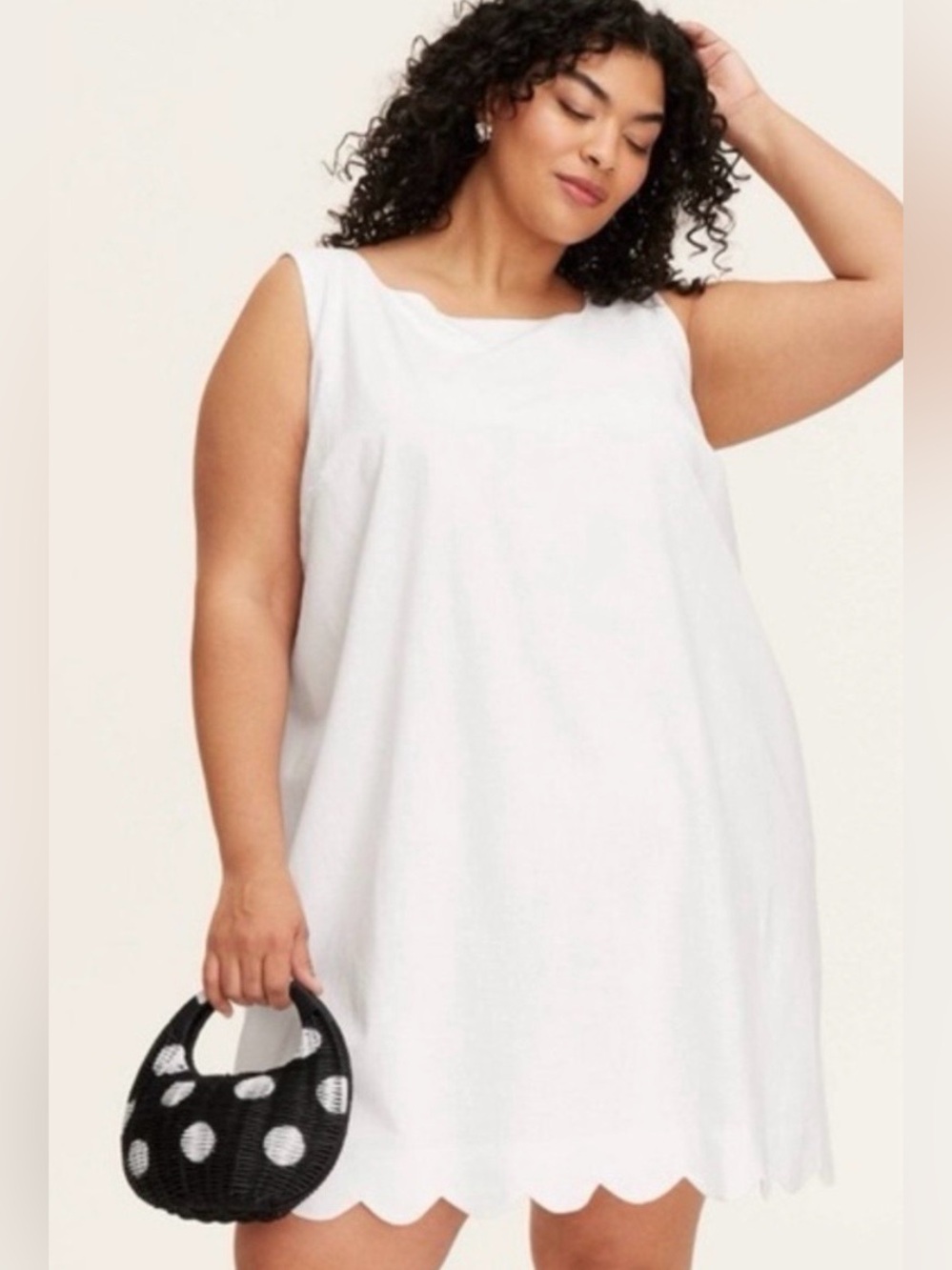 kate spade White Scalloped Mini Shift Dress, 4XL
